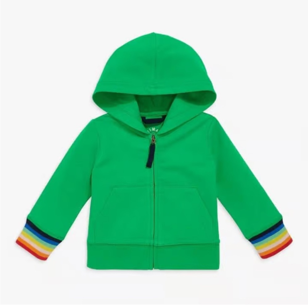 Primary Rainbow Cuff Zip Hoodie